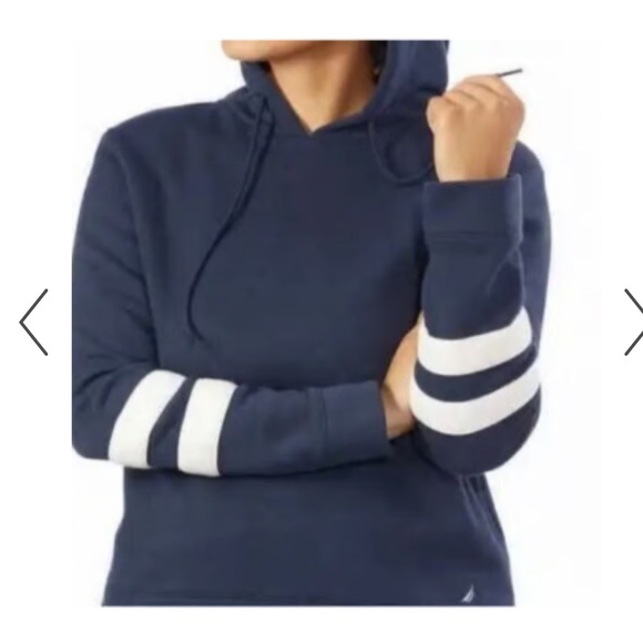 NAUTICA Ladies Fleece Lined Pullover Sweater Hoodie Navy Color medium - Picture 2 of 3